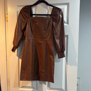 Avec Les Filles Chocolate Brown Faux Leather Dress XS NWT
